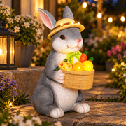 OUTONLIFE Solar Rabbit Garden Statue with LED Lights, Waterproof Resin Outdoor Animal Figurine, Patio Lawn Yard Porch Decor, Gift for Women Mom Grandma