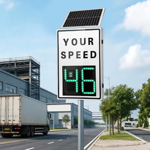 Solar Radar Speed Sign with LED Display, 24"35" Large Panel, IP65 Waterproof, Radar Speed Limit Sign for Neighborhoods, Schools, Private Roads