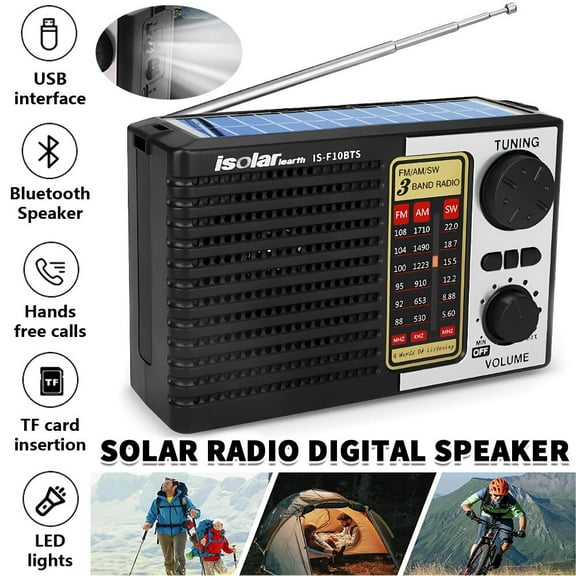Solar Radio Portable FM/AM SW Digital Bluetooth Speaker MP3 Player Rechargeable