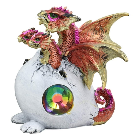 Solar Raeon Crystal Hydra 3 Headed Dragon Hatchling In Egg Shell Statue Decor