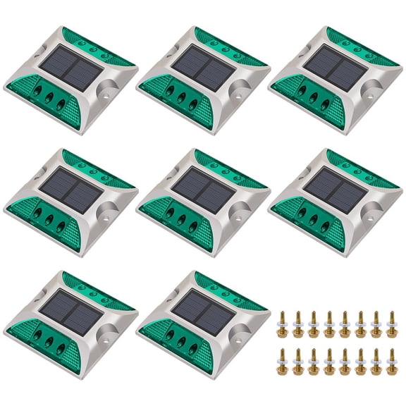 Solar Raised Pavement Marker High Brightness IP68 Waterproof Solar Powered Reflector Road Solar Blinker Light for Anti-diecast Aluminum Protruding Signs Warning 8PCS (White)