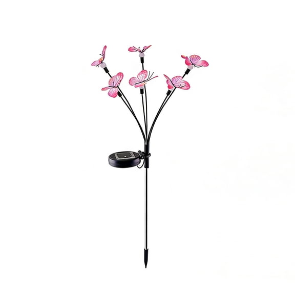 Solar Realistic Fireflys Lights 1 Pack - 26.4 Inch Tall Outdoor Garden Decoration, Pink Firefly LED Ground Lights for Pathway Patio Lawn, Waterproof Auto On/Off