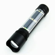 Solar/Rechargeable 600 Lumen LED Flashlight with Adjustable Focus, 2000MaH Rechargeable Battery for Light & Mobile Devices - 4 Different Light Modes Including Emergency Flashing & Strobe Effects