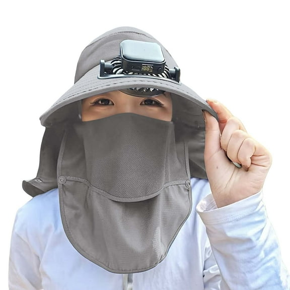 Solar Rechargeable Battery Fan Sun Hat with Strong Wind Force Wide Brim UPF 50  Outdoor Fishing Cap for Women Men Summer
