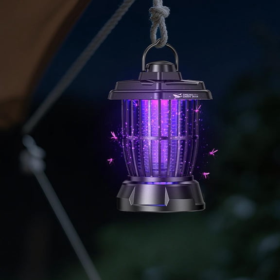 Solar Rechargeable Bug Zapper Lantern 3-in-1 Outdoor LED Light with Mosquito Killer, 3 Lighting Modes (White/Purple), Portable Camping Lamp