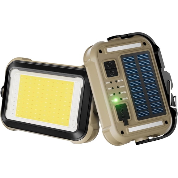 Solar Rechargeable Camping Light,Portable Bi Color 3500K-6500K Dimmable Panel Photography Lighting,3000 lumens m Small Led Work Light with 3600mAh  for Vlog Recording,,Mechanic,Outdoor