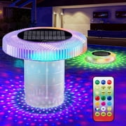 Warmtuyo Solar Rechargeable Floating Pool Lights with Remote Control IP68 Waterproof Chlorine Floater Dispenser for Inground Pool, Bathroom, Bathtub, Pool Party,for 3 or 1 Tablets