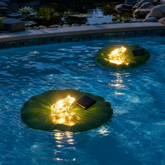 Solar Rechargeable Frog Floating Pool Light, Pool Lights That Float, Waterproof Water Lily Shaped Pond Light, For Inground Pool, Bathroom, Bathtub, Pool Party