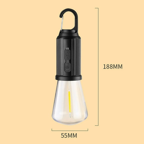 Solar Rechargeable Hooked Camping Light Outdoor Household Tungsten Lights Tent Lights, Portable Outdoor Waterproof Emergency Light Bulb for Hiking, Camping, Fishing
