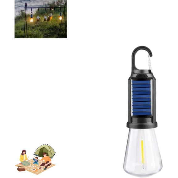 Solar Rechargeable Hooked Camping Light, Solar Tent Lights USB Rechargeable Camping Lights, Camping Lantern Rechargeable Solar, Rechargeable LED Light Bulb(02,1pcs)