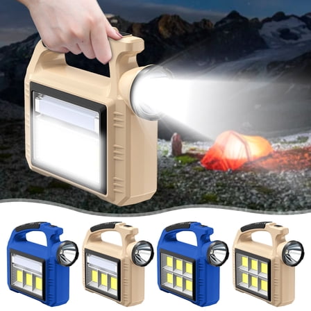 Solar Rechargeable LED Work Light Portable COB Flashlight Long Battery Life 1200mAh for Outdoor Lighting