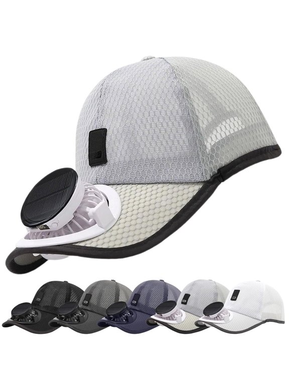 Solar Rechargeable Peak Cap, 3 Speed Adjustable Breathable Peaked Caps,Mesh Baseball Cap with Solar Fan for Fishing Hiking Cycling