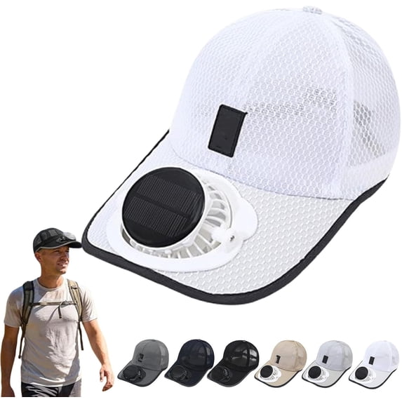 Solar Rechargeable Peak Cap, 3-Speed Quiet Fan for Golf, USB & Solar Powered Breathable Baseball Cap