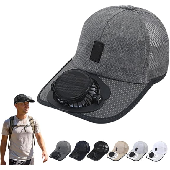 Solar Rechargeable Peak Cap, 3-Speed Quiet Fan for Golf, USB & Solar Powered Breathable Baseball Cap