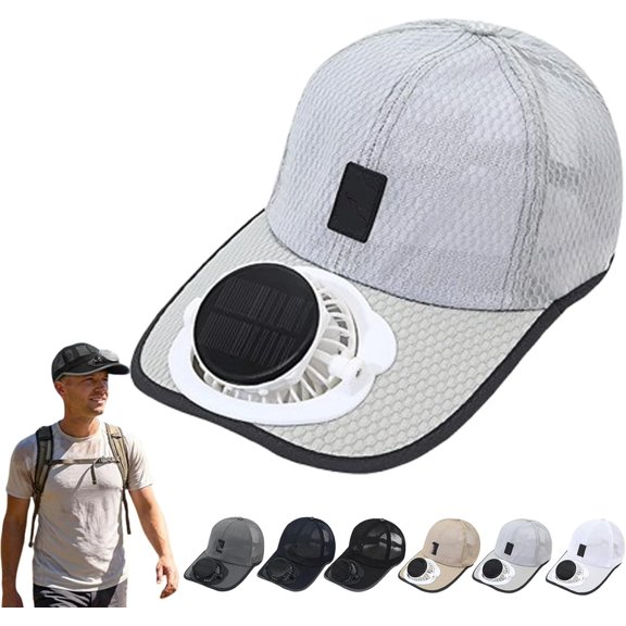 Solar Rechargeable Peak Cap, 3-Speed Quiet Fan for Golf, USB & Solar Powered Breathable Baseball Cap