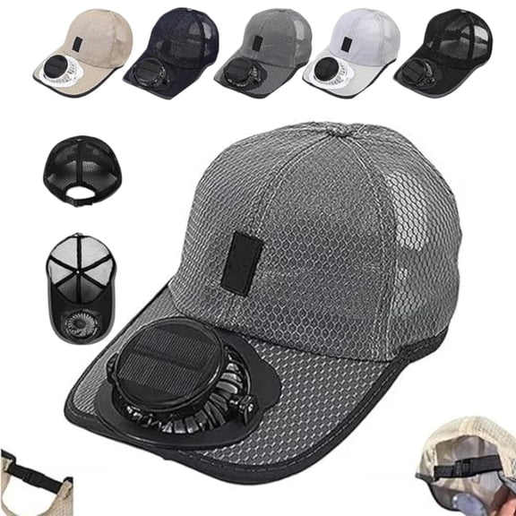 Solar Rechargeable Peak Cap, Solar Fan Hat-Cooling, USB & Solar Powered Breathable Baseball Cap, 3-Speed Quiet Fan for Golf, Hiking, Fishing