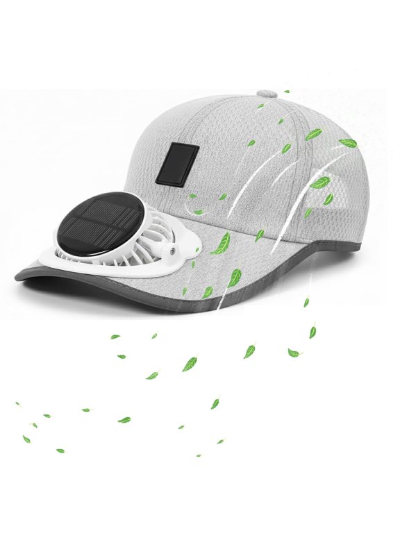 Solar Rechargeable Peak Cap, USB Breathable Sport Fan Hat for Men and Women, Running Hiking Fishing