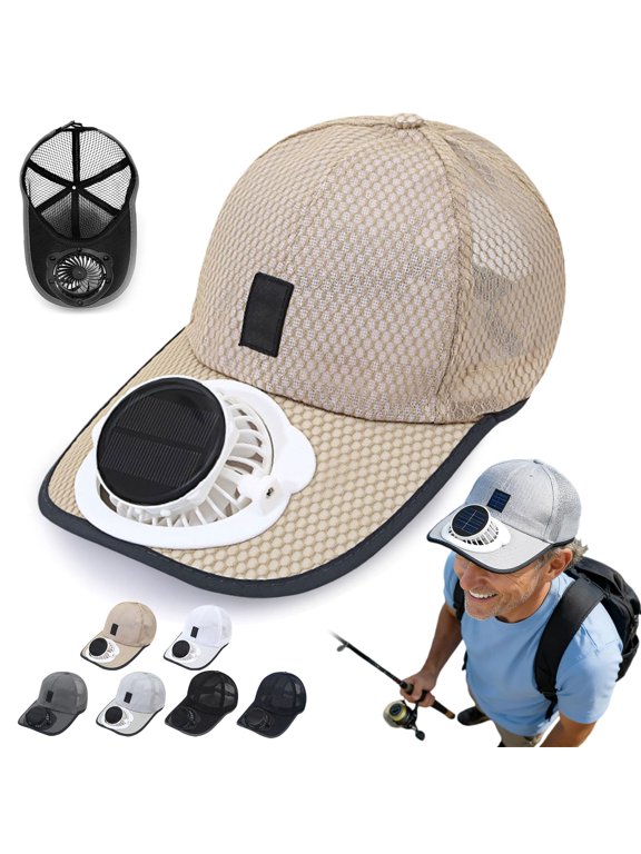 Solar Rechargeable Peak Cap, USB & Solar Powered 3-Speed Quiet Fan Breathable Baseball Cap for Golf, Fishing, Hiking