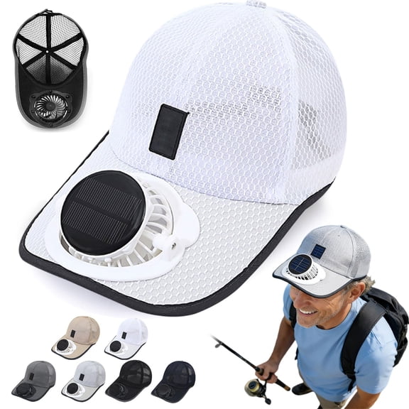 Solar Rechargeable Peak Cap, USB & Solar Powered 3-Speed Quiet Fan Breathable Baseball Cap for Golf, Fishing, Hiking