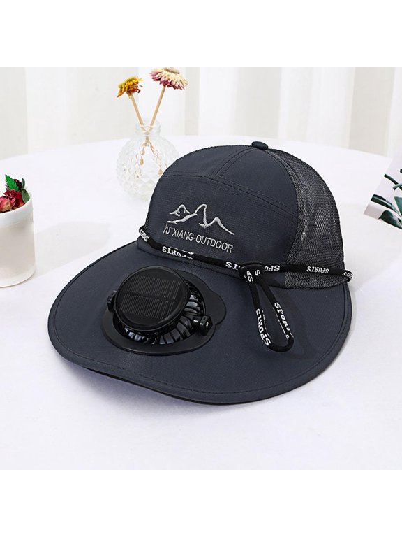 Solar Rechargeable Peak Cap, USB & Solar Powered Baseball Cap with Built-in Cooling Fan, 3 Speed Adjustable Airflow, Breathable Outdoor Hat for Hiking, Fishing, Camping
