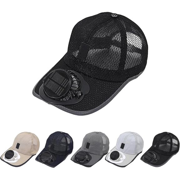 Solar Rechargeable Peak Cap,USB & Solar Powered Breathable Baseball Cap,3-Speed Quiet Fan for Golf, Hiking, Fishing