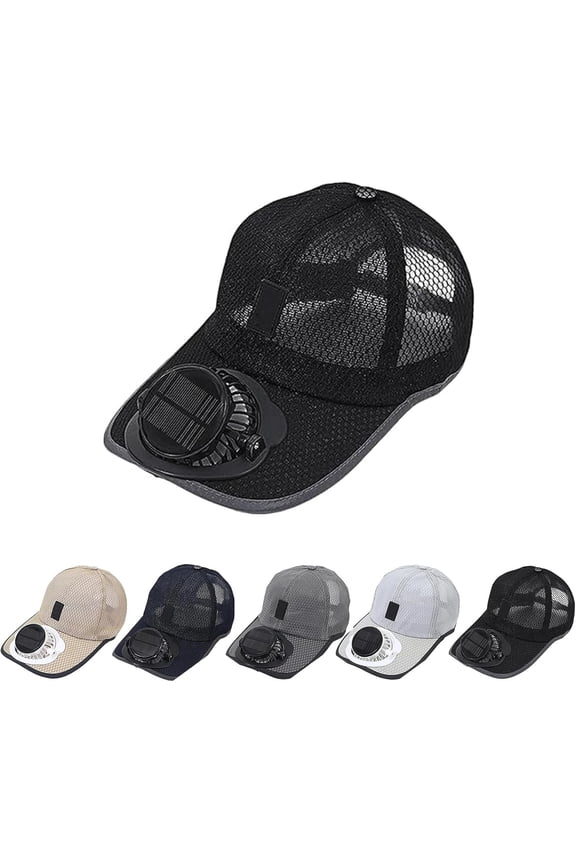 Solar Rechargeable Peak Cap,USB & Solar Powered Breathable Baseball Cap,3-Speed Quiet Fan for Golf, Hiking, Fishing