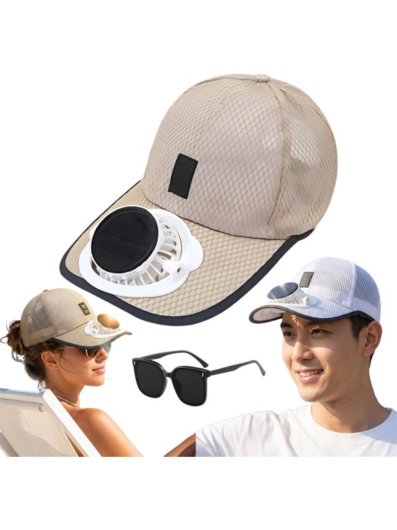 Solar Rechargeable Peak Cap, USB & Solar Powered Breathable Baseball Cap, 3-Speed Quiet Fan for Hiking, Golf, Fishing
