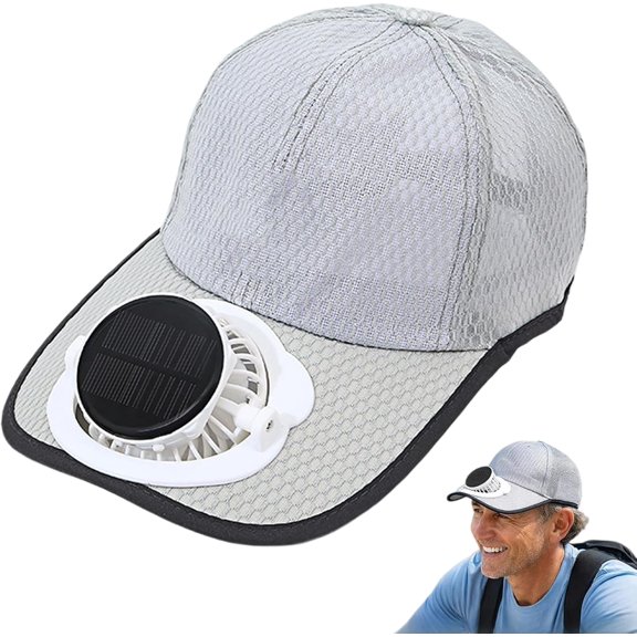 Solar Rechargeable Peak Cap, USB & Solar Powered Breathable Baseball Cap, Breathable Sports Caps with Fan