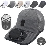Solar Rechargeable Peak Cap, USB & Solar Powered Cooling Baseball Hat, 3-Speed Adjustable Fan Breathable Sports Cap with UV Sun Protection for Outdoor Golf Fishing Hiking