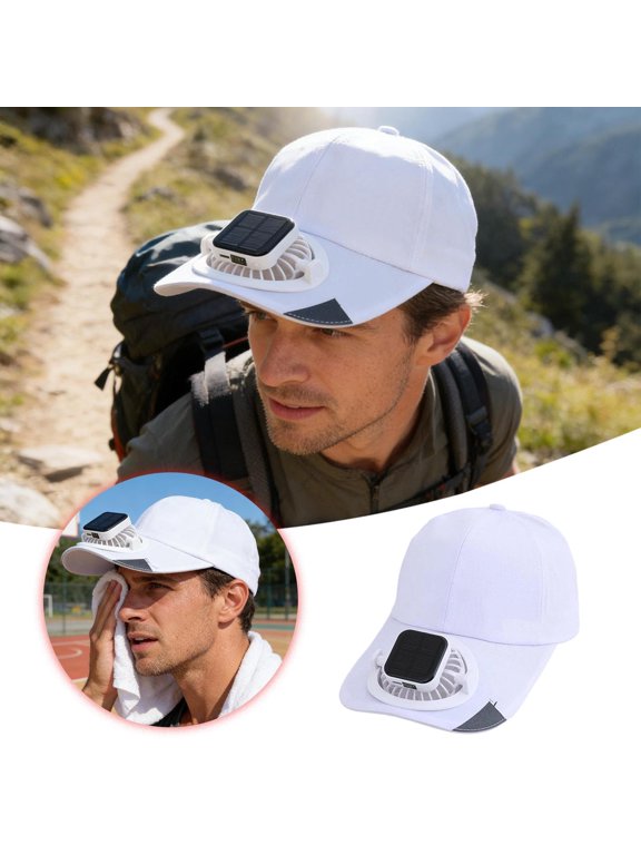 Solar Rechargeable Peak Cap USB Solar Powered Fan Hat - 3 Speed Adjustable Cooling Sun Hat with Removable Fan & Digital Display, UPF 50+ for Outdoor Beach Sports Hiking Fishing Baseball Cap