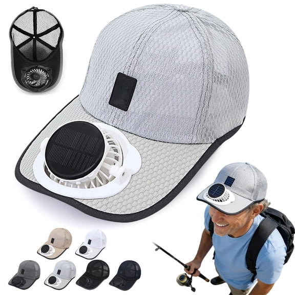 Solar Rechargeable Peak Cap, USB & Solar Powered Fan Hat, 3-Speed Adjustable Hiking Fishing Baseball Cap