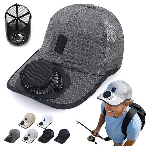 Solar Rechargeable Peak Cap, USB & Solar Powered Fan Hat, 3-Speed Adjustable Hiking Fishing Baseball Cap