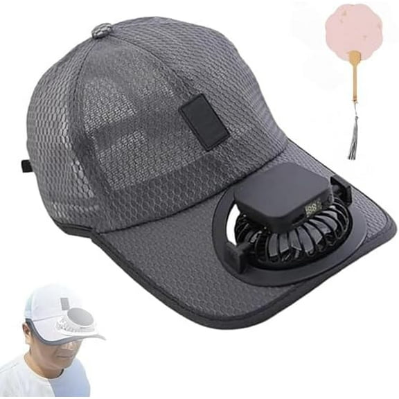 Solar Rechargeable Peaked Cap, Breathable Sports Cap with Solar Fan, USB Rechargeable Outdoor Sun Visor Hat