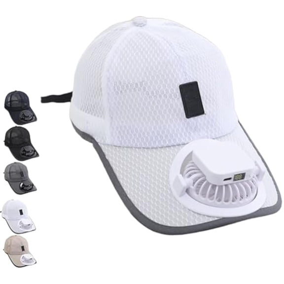 Solar Rechargeable Peaked Cap, Solar-Powered Baseball Cap with Built-in Fan, Breathable Sports Cap with Solar Fan