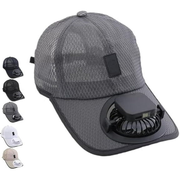 Solar Rechargeable Peaked Cap, Solar-Powered Baseball Cap with Built-in Fan, Breathable Sports Cap with Solar Fan