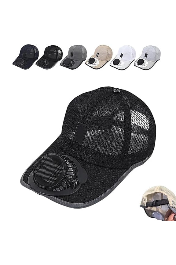Solar Rechargeable Peaked Cap, Solar-Powered Baseball Cap with Built-in Fan, USB Rechargeable Outdoor Sun Visor Hat