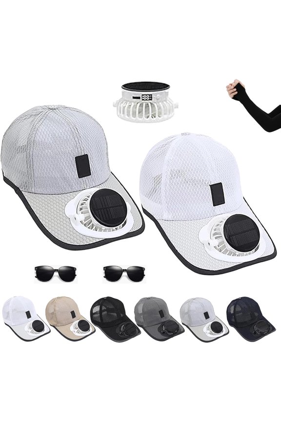 Solar Rechargeable Peaked Cap, Solar-Powered Baseball Cap with Built-in Fan, USB Rechargeable Outdoor Sun Visor Hat
