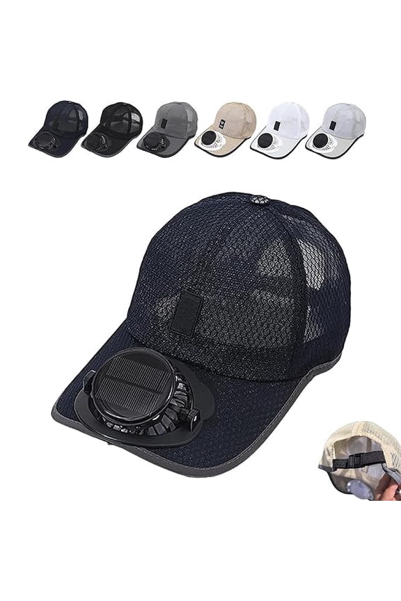 Solar Rechargeable Peaked Cap, Solar-Powered Baseball Cap with Built-in Fan, USB Rechargeable Outdoor Sun Visor Hat
