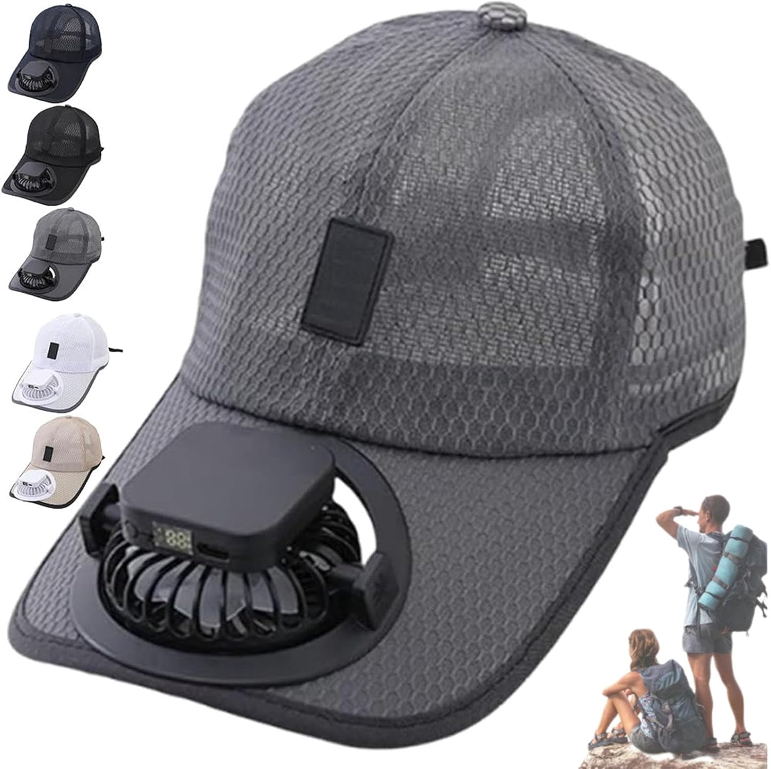 Solar Rechargeable Peaked Cap, USB Charging & 2 Hours Full, 8-16 Hours ...