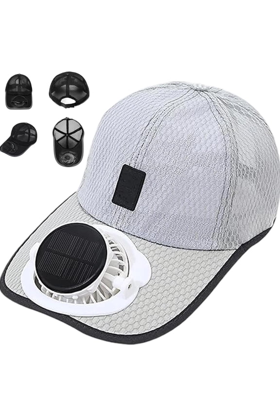 Solar Rechargeable Peaked Cap with Built-in Fan – Solar-Powered Baseball Cap, USB/Solar Charging Cooling Fan Hat for Outdoor Use
