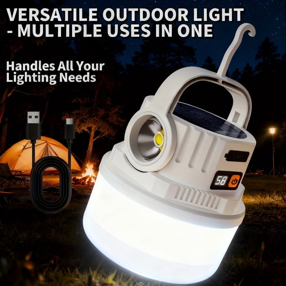 Solar Rechargeable Ultra Bright Flashlight, 3600mAh Lithium Battery, Hidden Hook, 8 Lighting Modes, Portable Torch for Camping, Climbing, Fishing, Great Christmas Gift for Men