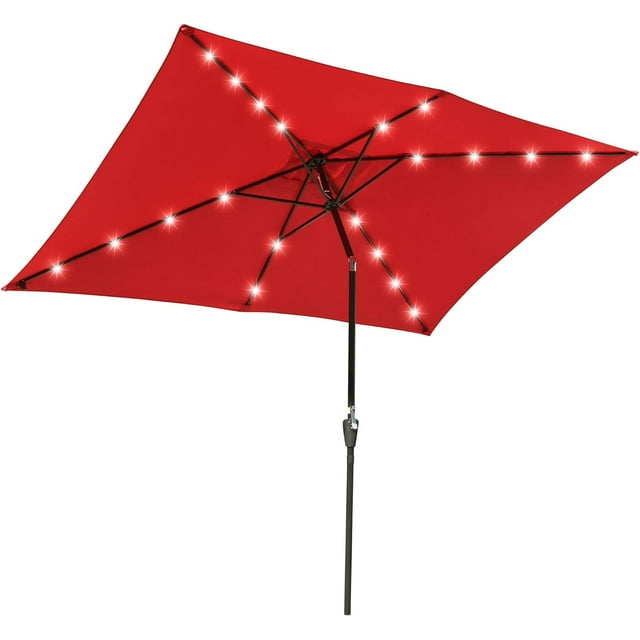 Solar Rectangular Tilt Patio Umbrella With 20 Leds (10 Ft. X 6.5 Ft