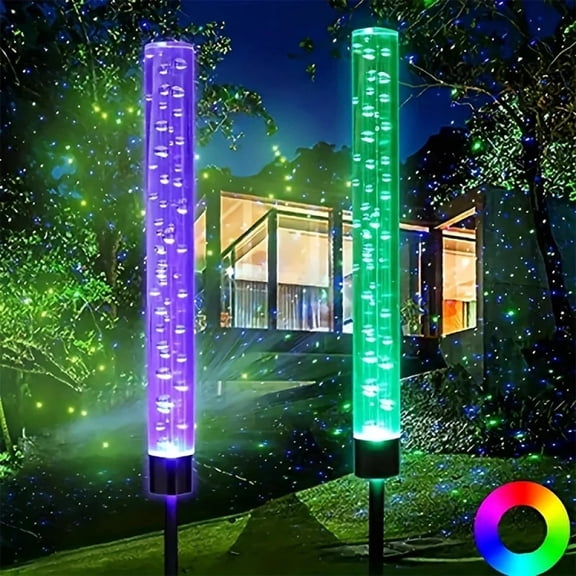 Solar Reed Bulb Bubble Stick RGB Color Acrylic Patio Park Landscape Spot Lawn Garden Plug-In Landscape Lights