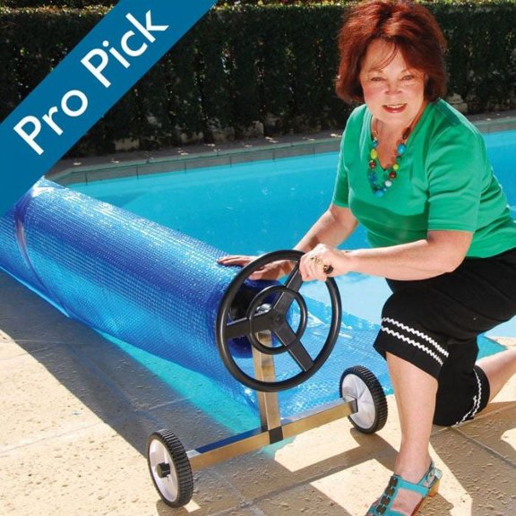 Solar Reels Pro Pick UV Resistant In-Ground Swimming Pool Cover Reels, Stainless Steel Silver