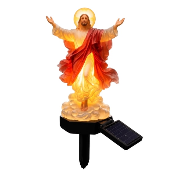 Solar Religious Garden Stake Light, Resin Angel Statue with LED Glow for Yard Lawn Pathway Patio, Weatherproof Outdoor Decor