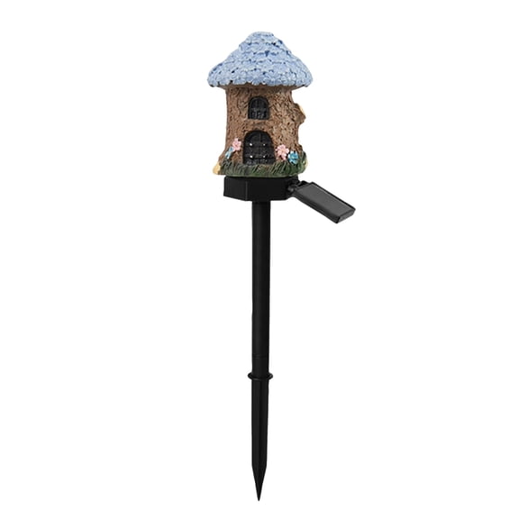 Solar Resin Garden Light Outdoor Waterproof Landscape Ambient Lamp Lawn House Shape Ground Stake Light