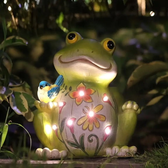 Solar Resin Garden Outdoor Statues, Outdoor Frog Sculptures, Christmas Decorations Frog Gifts Sculptures Decorations For Home Patio, Yard, Lawn, Porch, Ornament