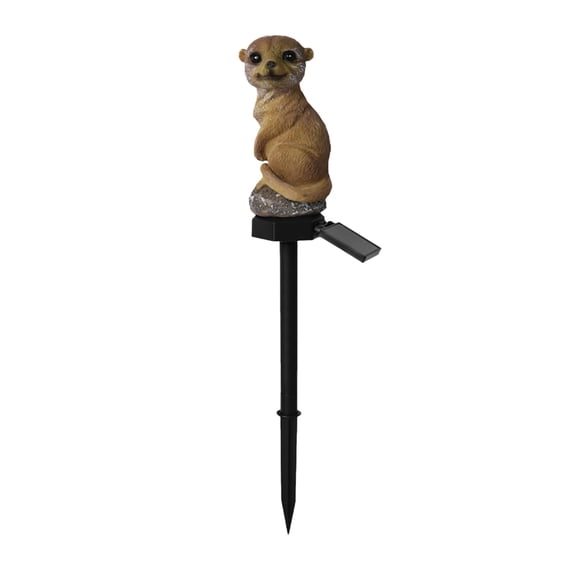 Solar Resin Meerkat Garden Statue with LED Light and Weatherproof for Yard Patio Decor Khaki