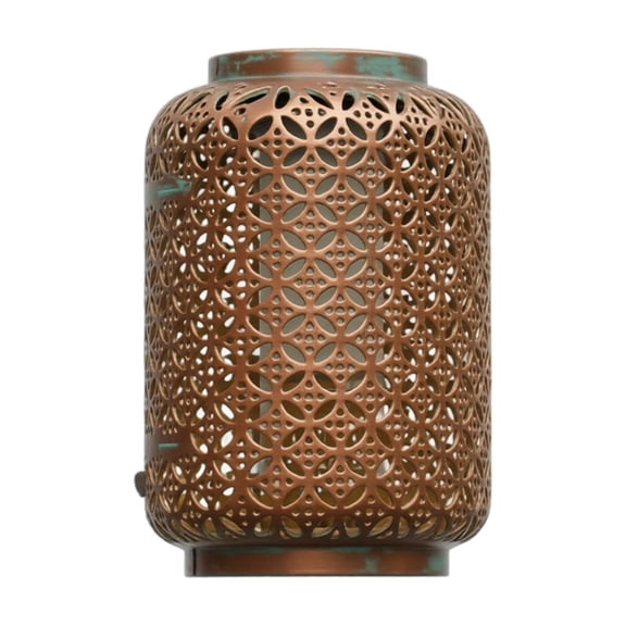 Solar Retro Copper Coin Projection Lantern, Decorative Metal Hanging Outdoor Garden Light for Yard Patio Home Fashion Landscape Lighting, Brown