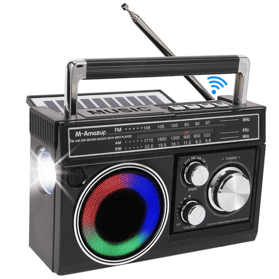 Solar Retro Radio Outdoor Emergency Multifunction Bluetooth FM AM Radio Player Disaster Prevention Radio with Lighting